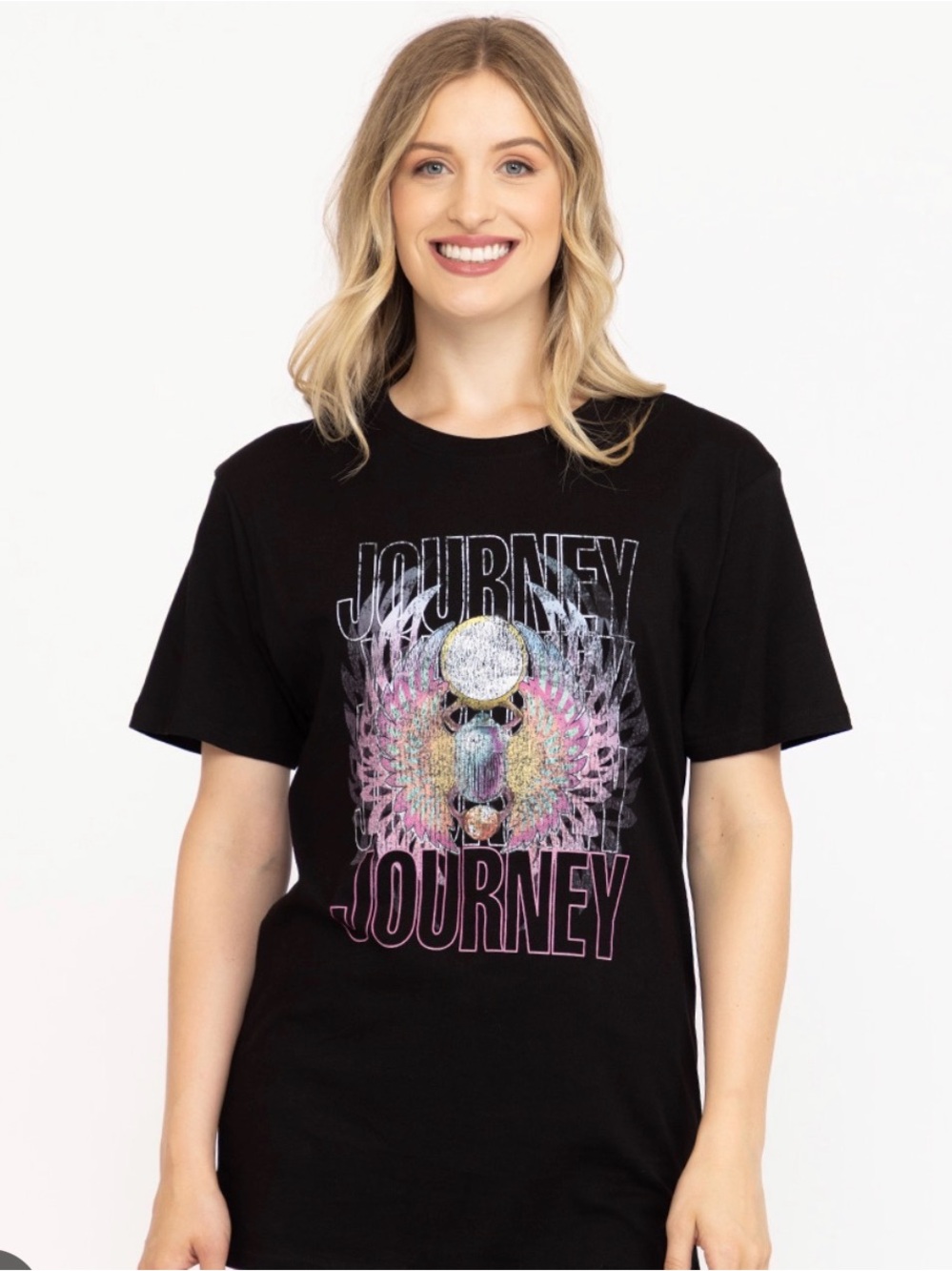 Journey Black Graphic Band T‑Shirt